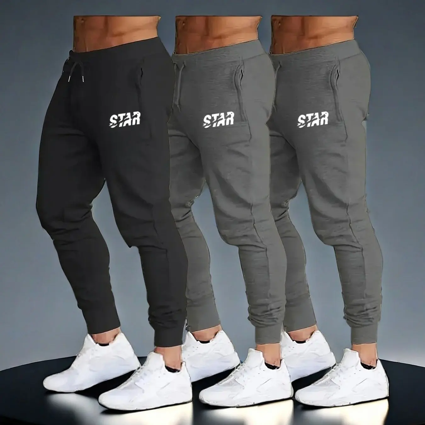 3-Pack Men's SK440 Classic Versatile Joggers Slim Fit Non-restrictive Soft Skin-friendly Easy Care Suitable for Daily Commute