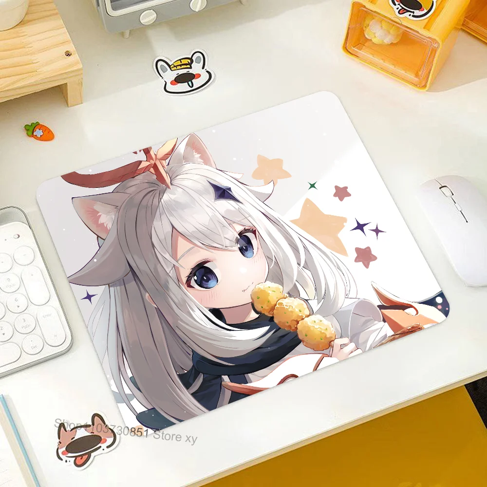 Paimon Genshin Impact Mousepad RGB Small Size Gaming Mouse Pad With LED Light Desk Mat Super Smooth Non-slip Rubber