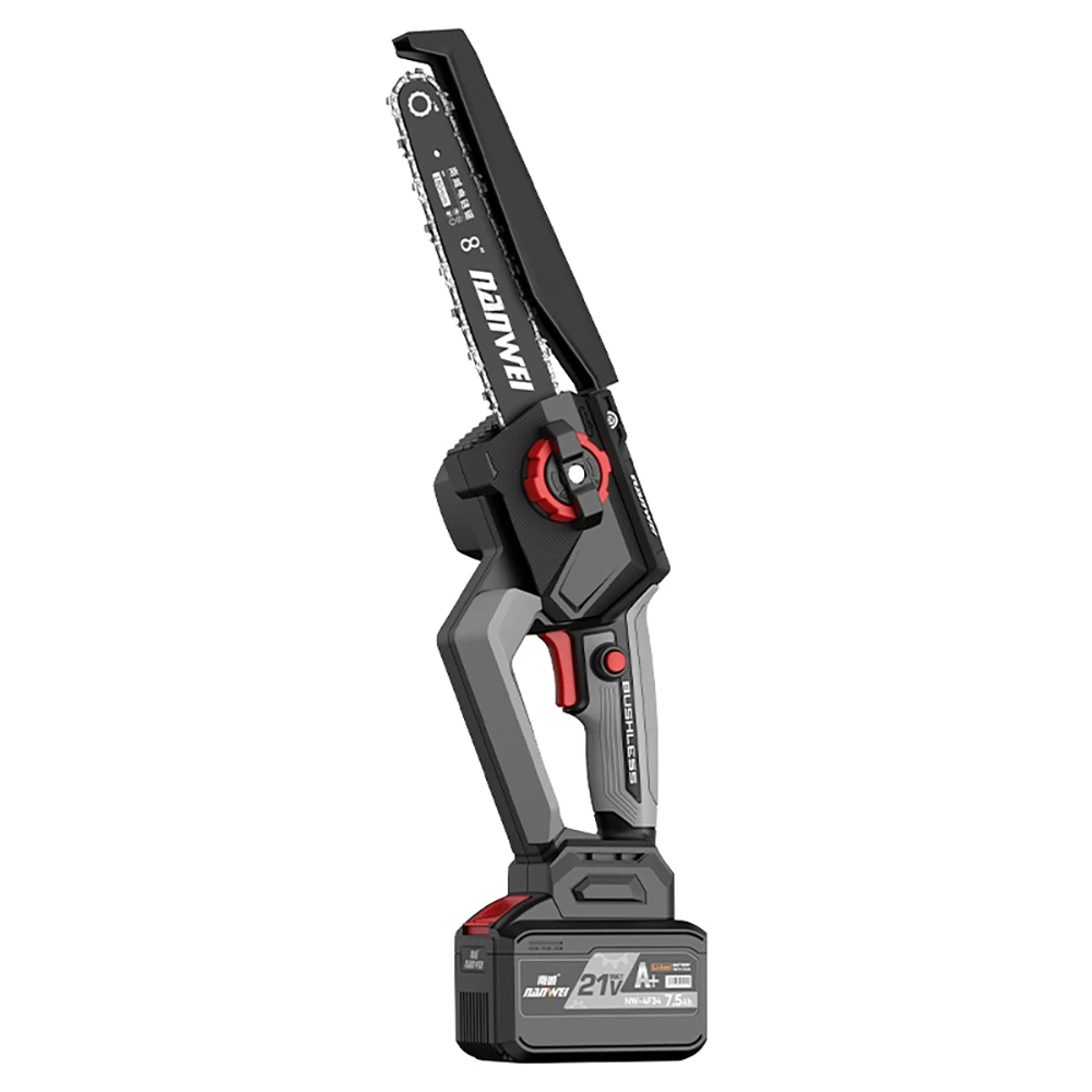 NANWEI Juego de herramientas eléctricas de alta velocidad Motos sin escobillas de 6 y 8 pulgadas Sierra de cadena con batería de litio para corte de madera