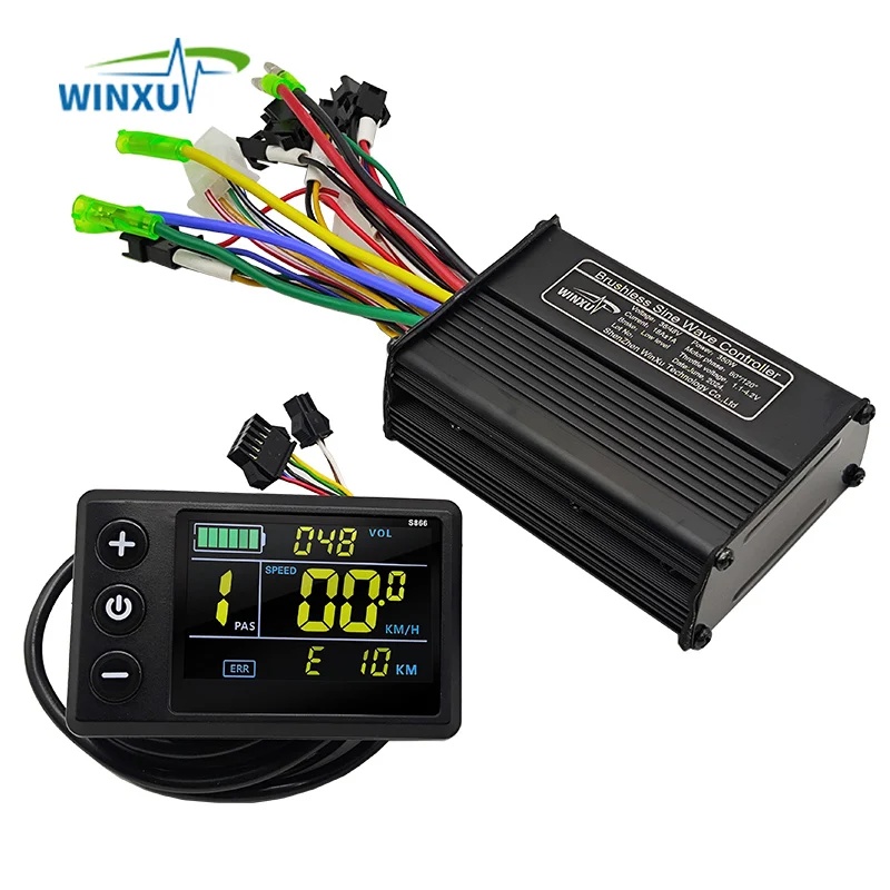 36V 48V 350W 18A E-Bike FOC Sine Wave Brushless Motor Controller S866 Colour LCD Display Set for Electric Bicycle Scooter Repair