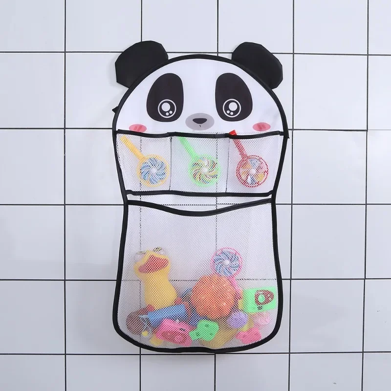 Cartoon Panda Frog Hollow Out Mesh Hanging Bag Bathroom Baby Bath Toys Supplies Durable Multifunctional Bathing Products