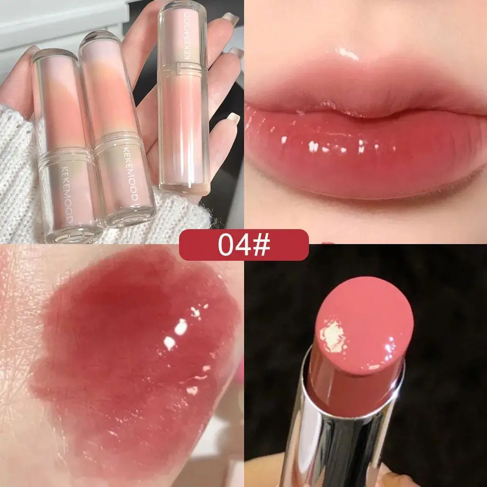 Jelly Lipstick For Kekemood Moisturizing Mirror Water Light Solid Lip Gloss Glass Tea Red Brown Lip Glaze Tint Makeup Cosmetics