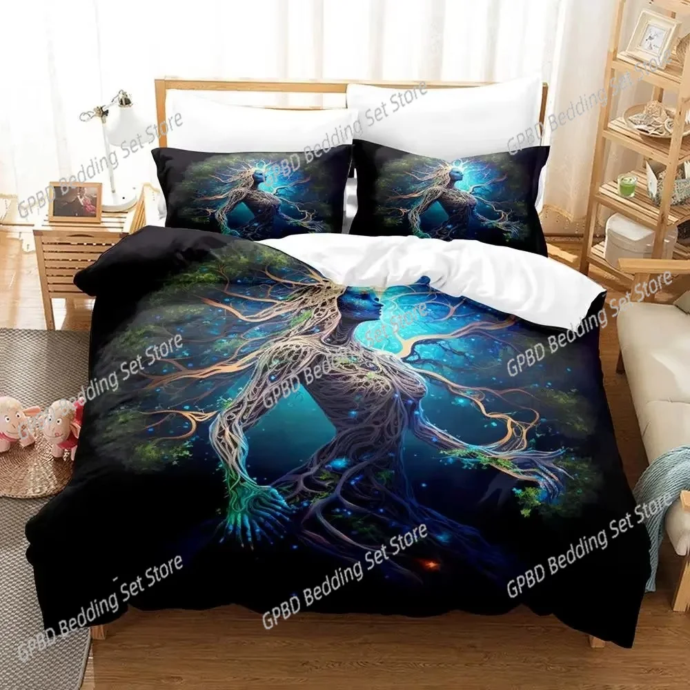 

Mother earth blacklight Bedding Set Boys Girls Twin Queen Size Duvet Cover Pillowcase Bed Kids Adult Fashion Home Textileextile