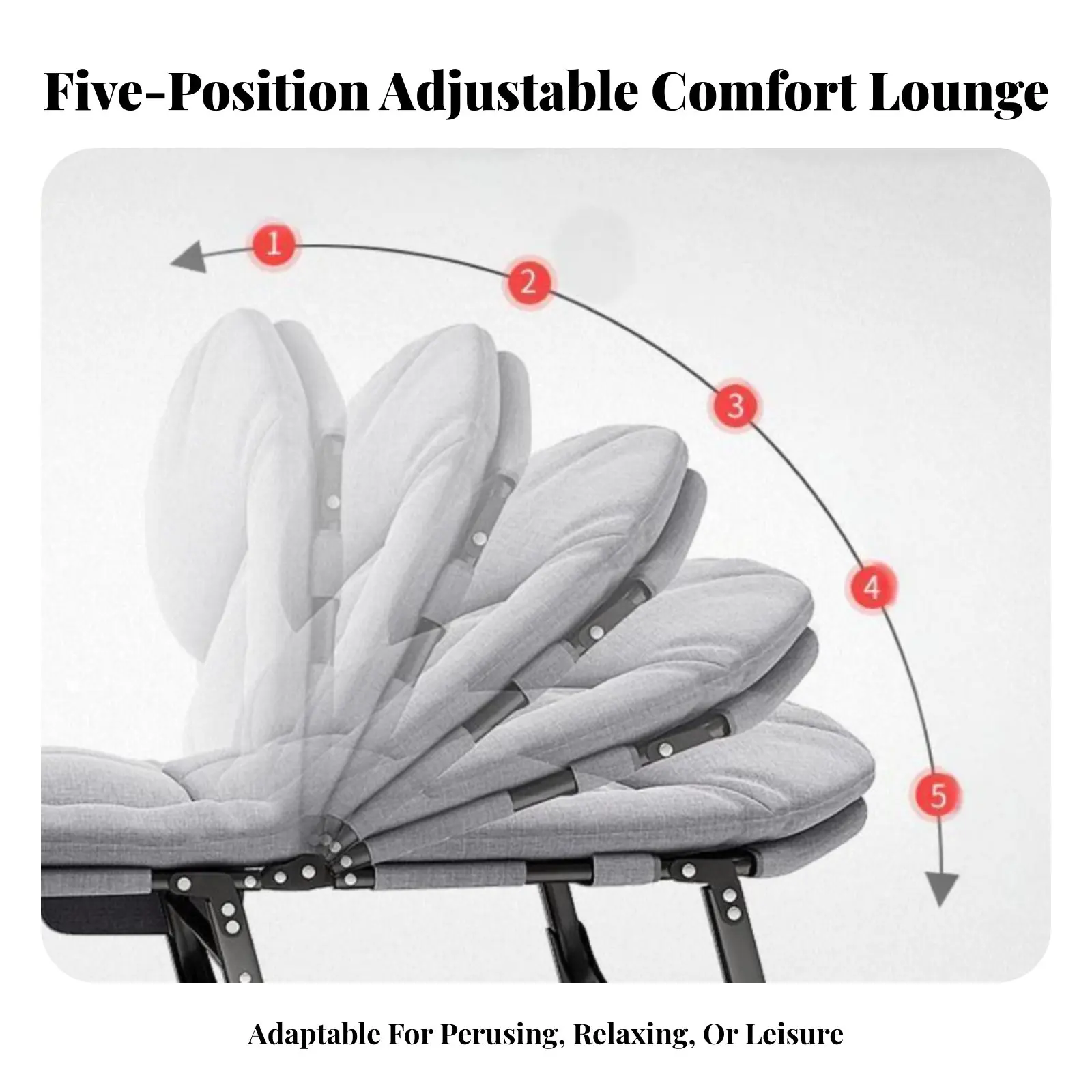 調節可能なリクライニングチェア-折りたたみ式デザイン-調節可能な寝椅子-折りたたみ簡単-丈夫な構造-家庭、寝室用