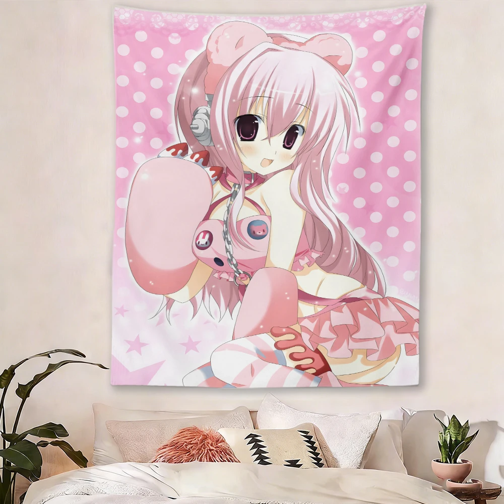 Anime Pink Girl Wandteppich, niedlicher Cartoon-Wandbehang, Kawaii-Raumdekoration, ästhetischer Schlafzimmer-Hintergrund, Heim-Wandtuch-Poster – Detail 2