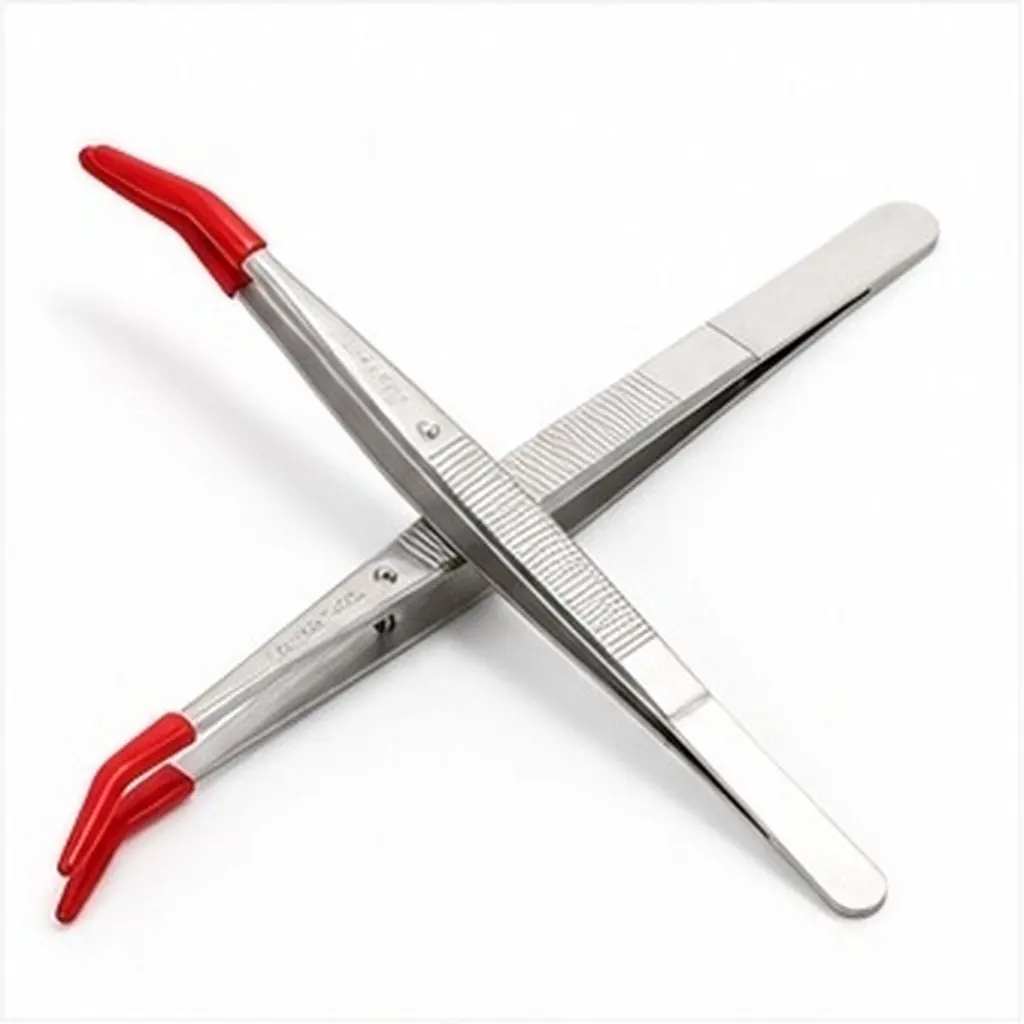 2Pcs Stainless Steel Tweezers Heavy Duty Straight Edge Ergonomic Grip for Jewelry Making Beadwork Lab Work Home Craft Projects