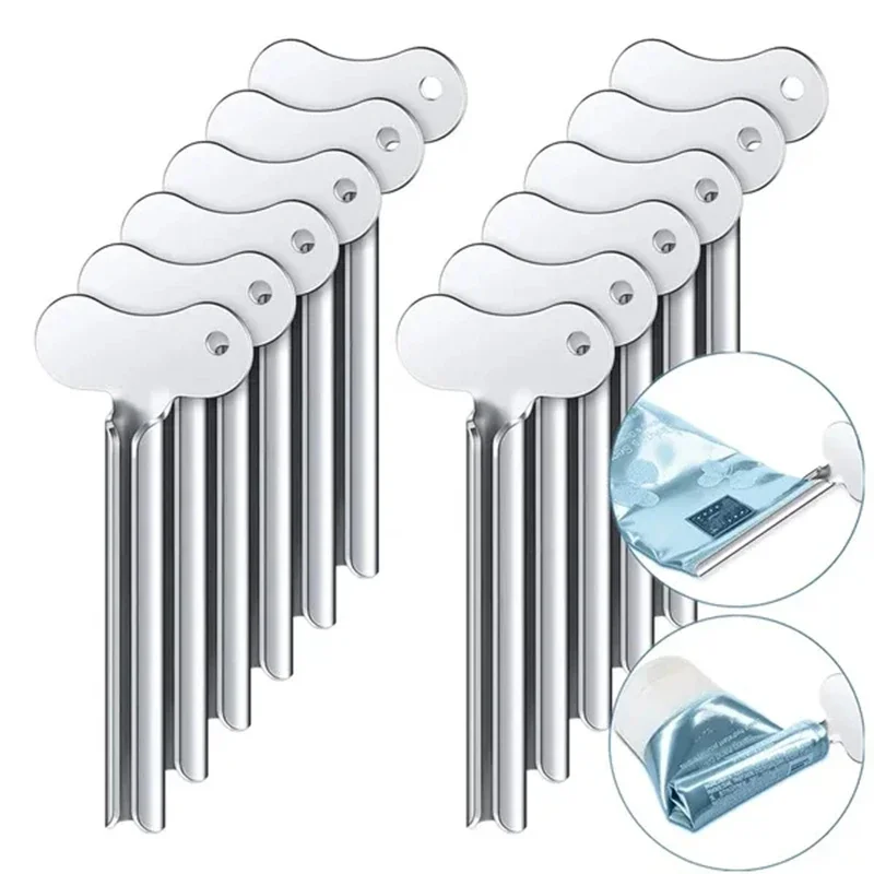 2/6Pcs Stainless Steel Toothpaste Tube Squeezers Metal Key Toothpaste Squeezers for Bathroom Hair Dye Cosmetic Tubes Squeezer
