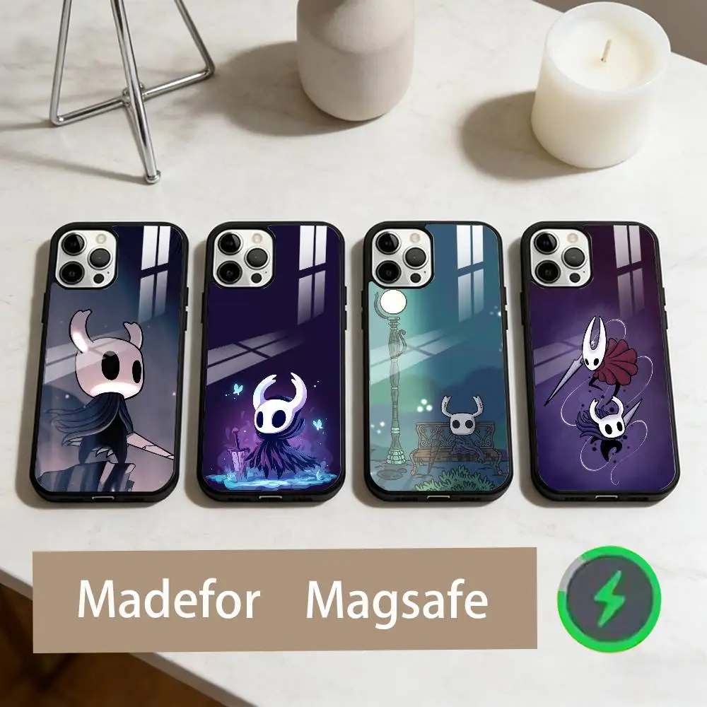 

H-Hollow G-Game K-Knight Phone Case For iPhone17,16,15,14,13,12,11 Plus,Pro Max Magnetic For Magsafe Wireless Charging