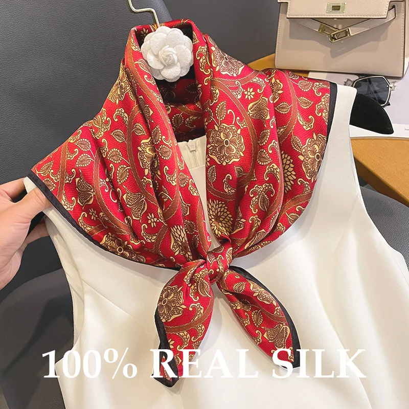 

Новый 100% натуральный шелковый платок для женщин: шарф, повязка для волос, шаль, накидка, бандана, квадратный платок, хиджаб