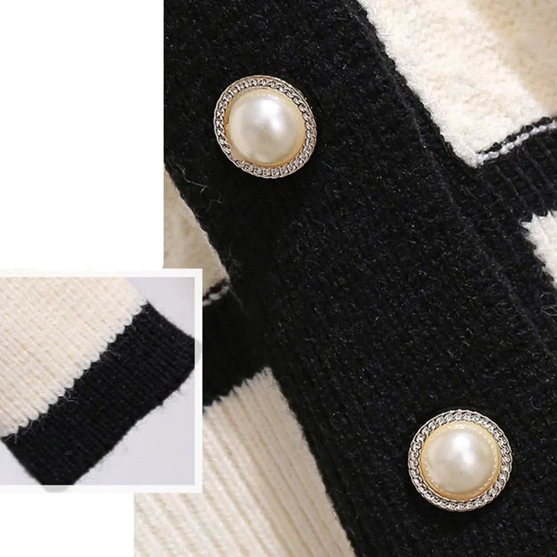 Lucyever Sweater Cardigans Women Korean Loose Long-Sleeved Knit Sweater Coat Female All-Match Pearl Buttons Knitwear Outwear