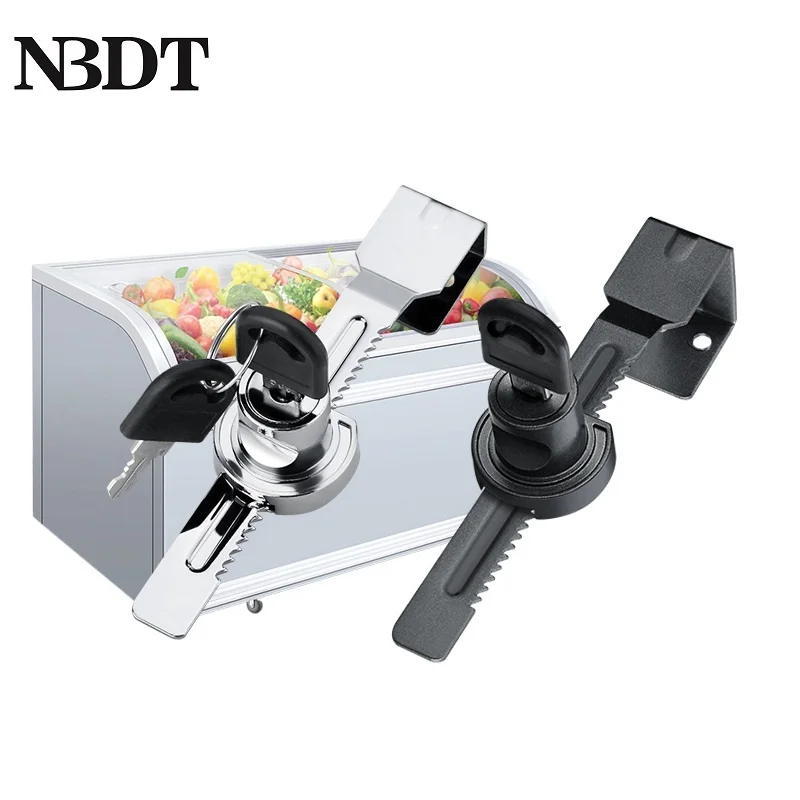 2Pcs No Drill Sliding Glass Door Ratchet Lock For Chest Freezer Showcase Display Case Luminescent