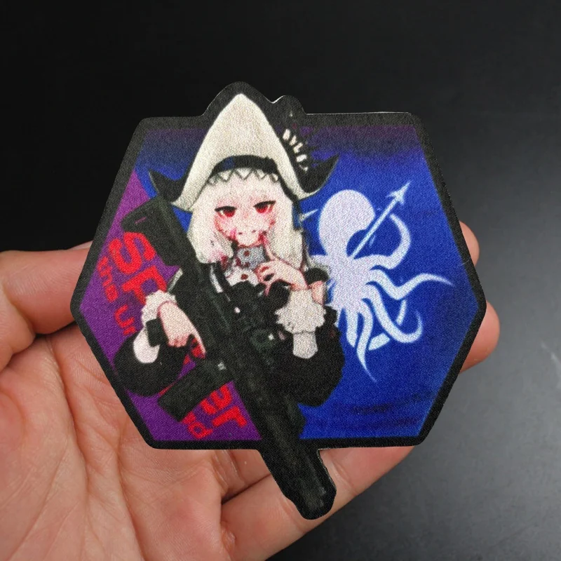 

Girl Tactical Morale Badge Military Patch on Clothes Octopus Print Armband Hook Loop Patches Backpack Sticker