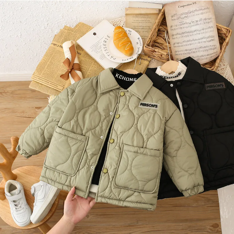 

Boy Down Cotton-padded Coat 2023 New Style Winter Children Baby Plus Cashmere Thickened Korean Style Cotton-padded Coat