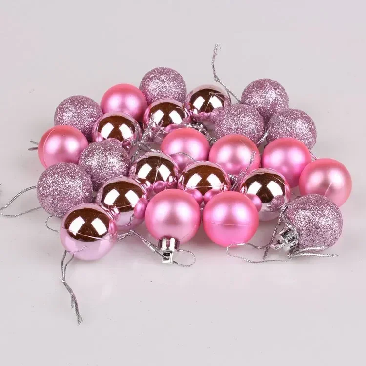 24Pcs Christmas Balls Ornament Plastic Christmas Tree Gold Red Pink Ball Pendant Hanging Decor Christmas Decoration 2025 Navidad