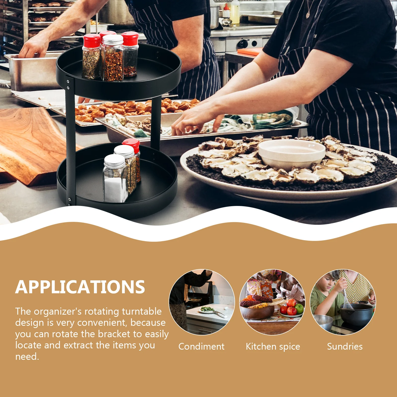 

Rotating Seasoning Tray Stainless Steel Kitchen Storage Plate for Condiment Bottles Organizer Rotatable Desktop Utility