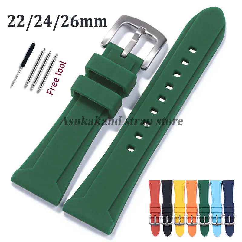 22mm 24mm 26mm Silikonarmband für Rolex für Panerai Gummi-Uhrenarmband, wasserdicht, weich, bequem, Universal-Armband