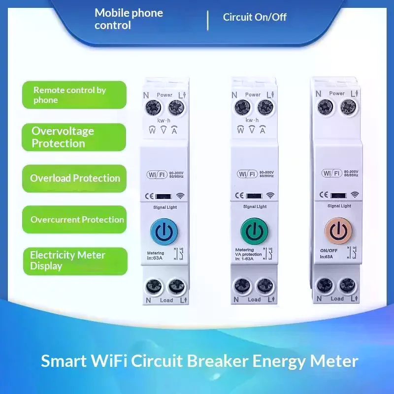 1 Pc Smart Switch Energy Meter kWh Monitoring Circuit Breaker Timer Relay Remote Control Overvoltage Overload Protection Power