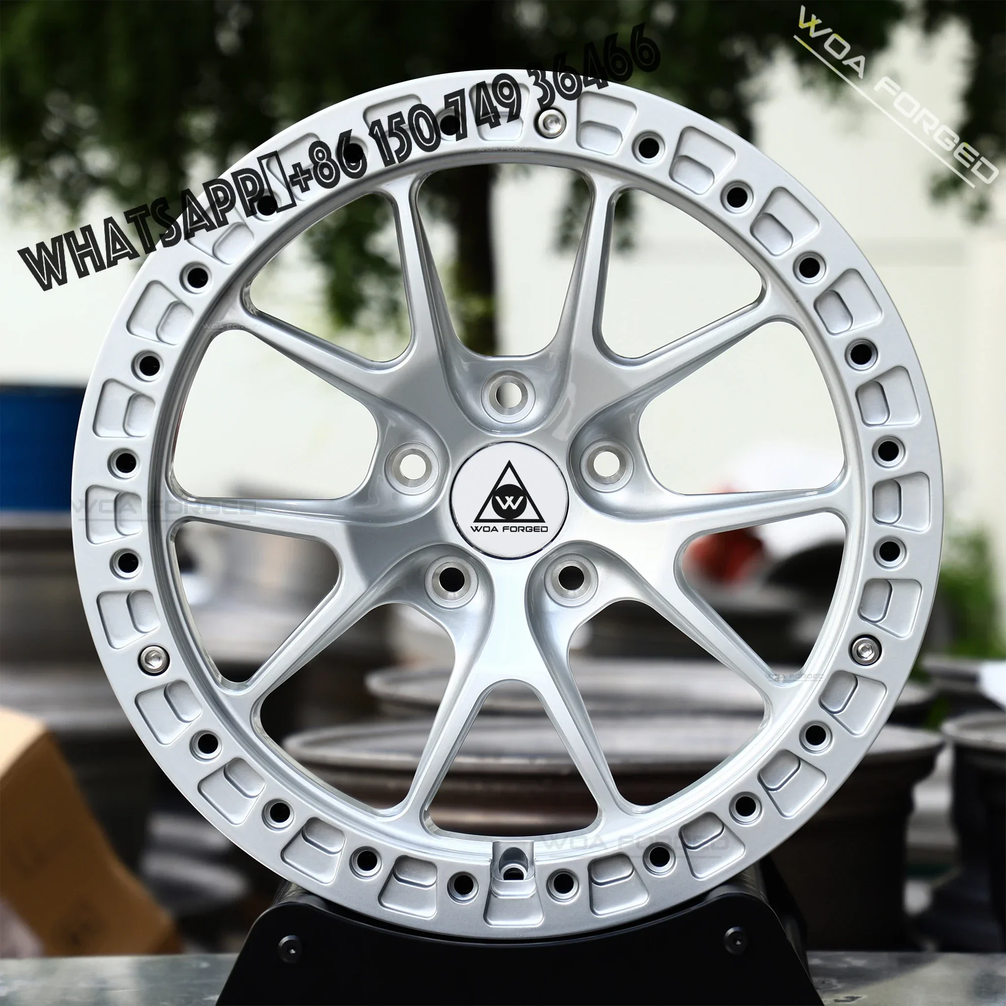6061-T6 Beadlock Hyper Silver Custom Forged Car Wheels Polished Chrome Lightweight Sport Recessed 5x120 5x112 5x139.7 Fi