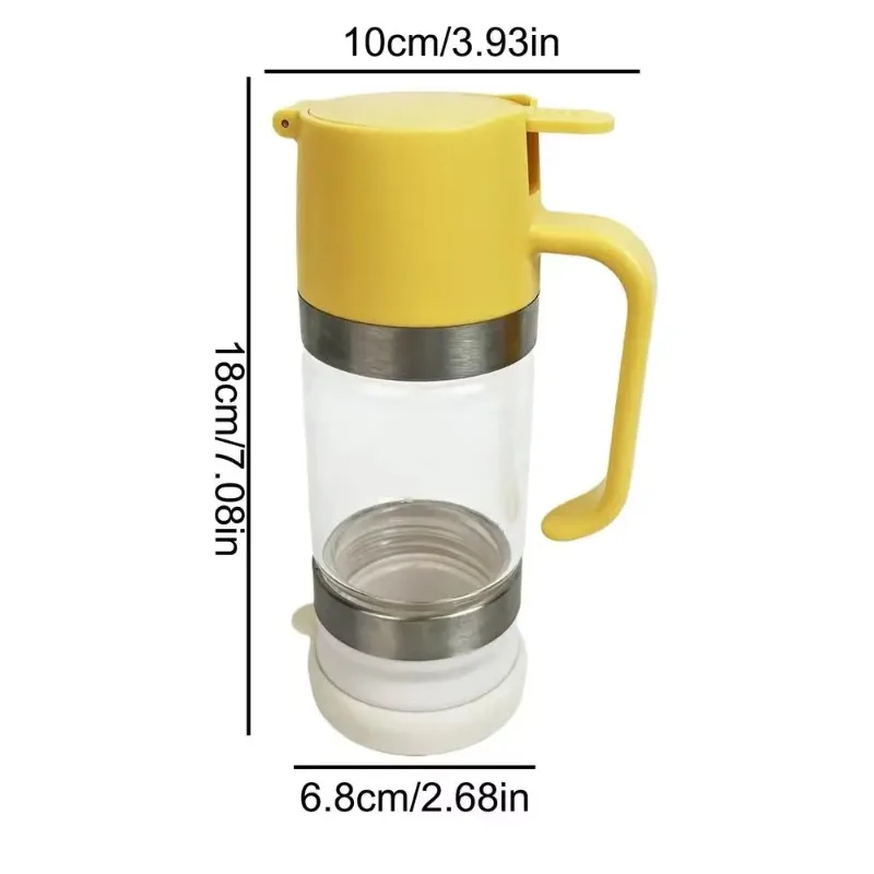 No Drip Glass Honey Dispenser Push-Type Glass Honey Jar Clear Honey Container Maple Syrup with Handle for Coffee