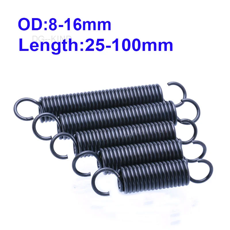 1 pcs Steel Tension Spring With Hooks Extension Spring Oven od 8-16mm Spring OD Length 25-100mm Product Details: