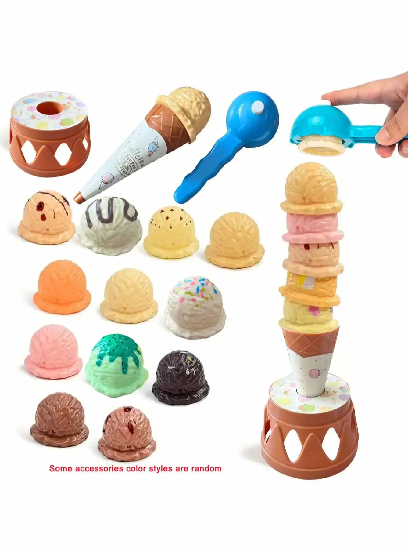 Children Simulation Food Kitchen Toy Ice Cream Stack up Play Kids Pretend Play Toys Educational Toys for Baby Gifts