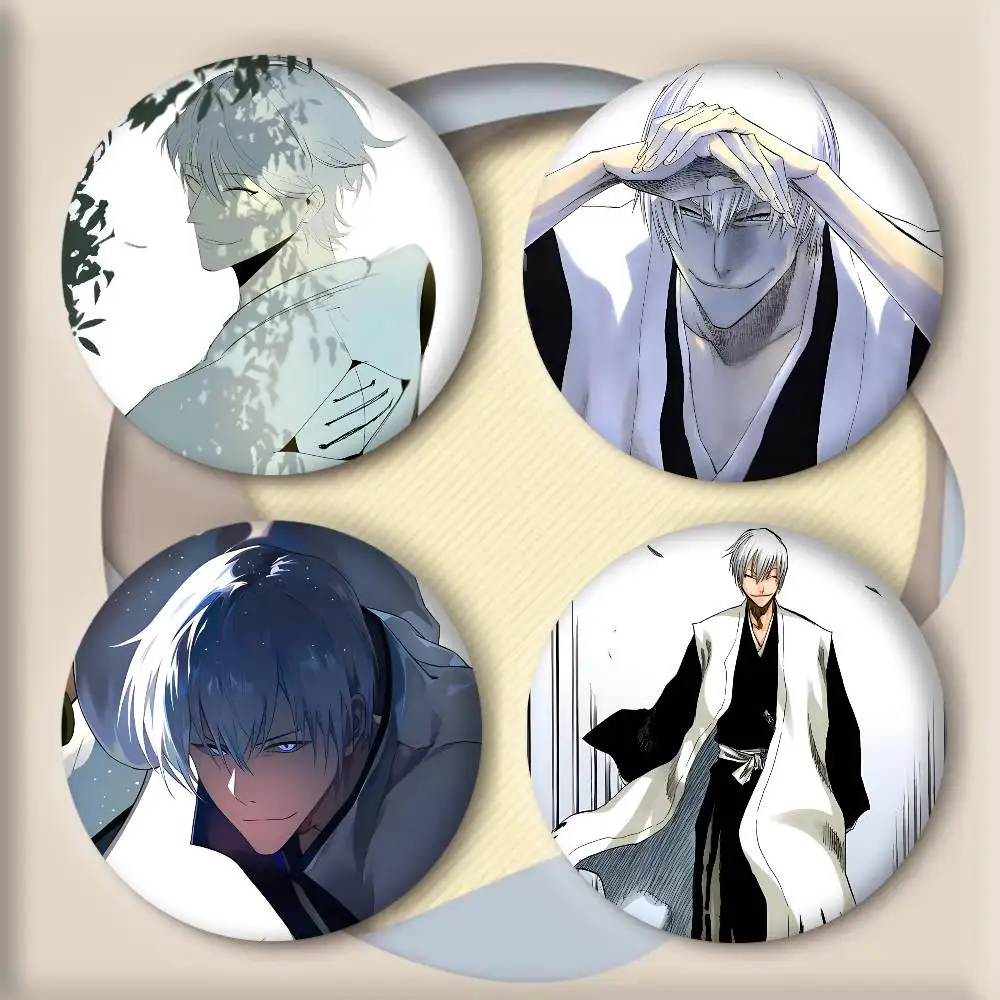 Anime B-Bleach Ichimaru Gin Manga Abzeichen Runde Kunstbrosche Kleidung Rucksack Accessoires Reversnadel Laserh