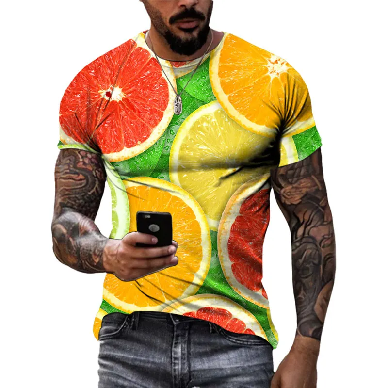 Summer New Creative Fruits and Vegetables graphic t shirts Men Casual Funny Personality Hip Hop 3D Printed O-neck streetwear