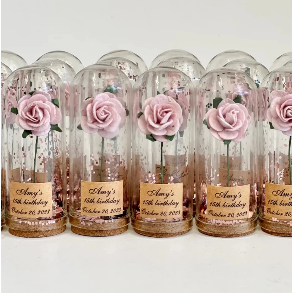 

Pink Favors for Wedding, Baby Showers Favors, Cloche Dome Glass Custom Party Favors, Personalized Wedding Gift, Bachelorette