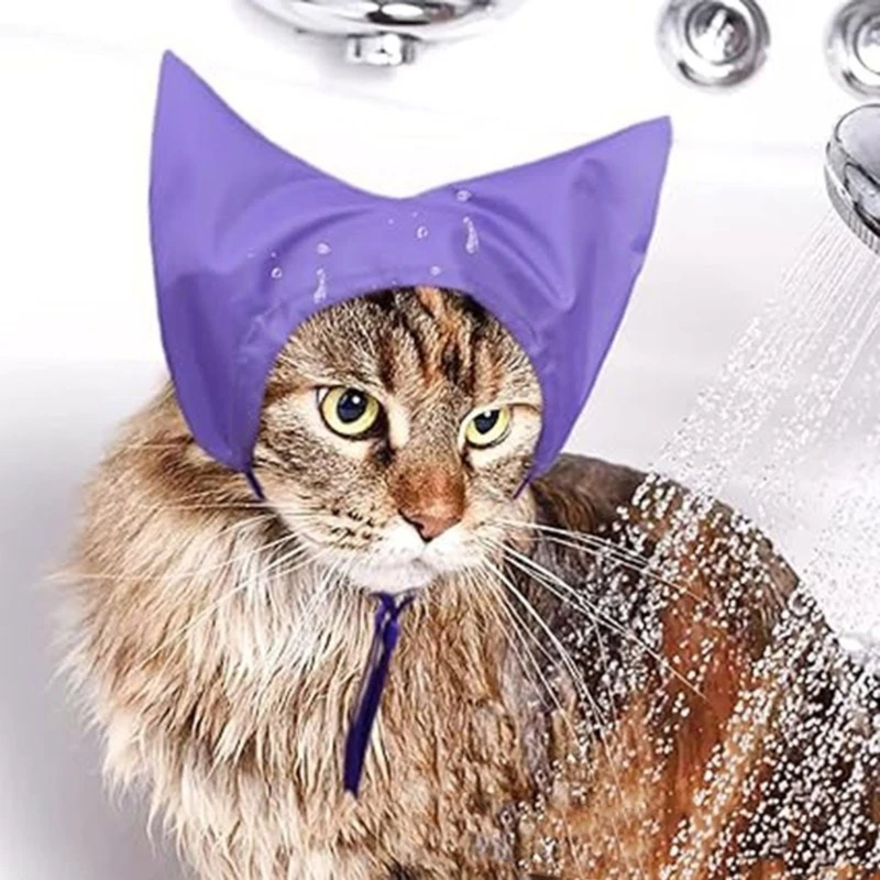 Cats Bathing Caps Waterproof Head Cover Cats Bath Hat for Pet Shower and Grooming All Size Cats Shower Hat for Daily Use