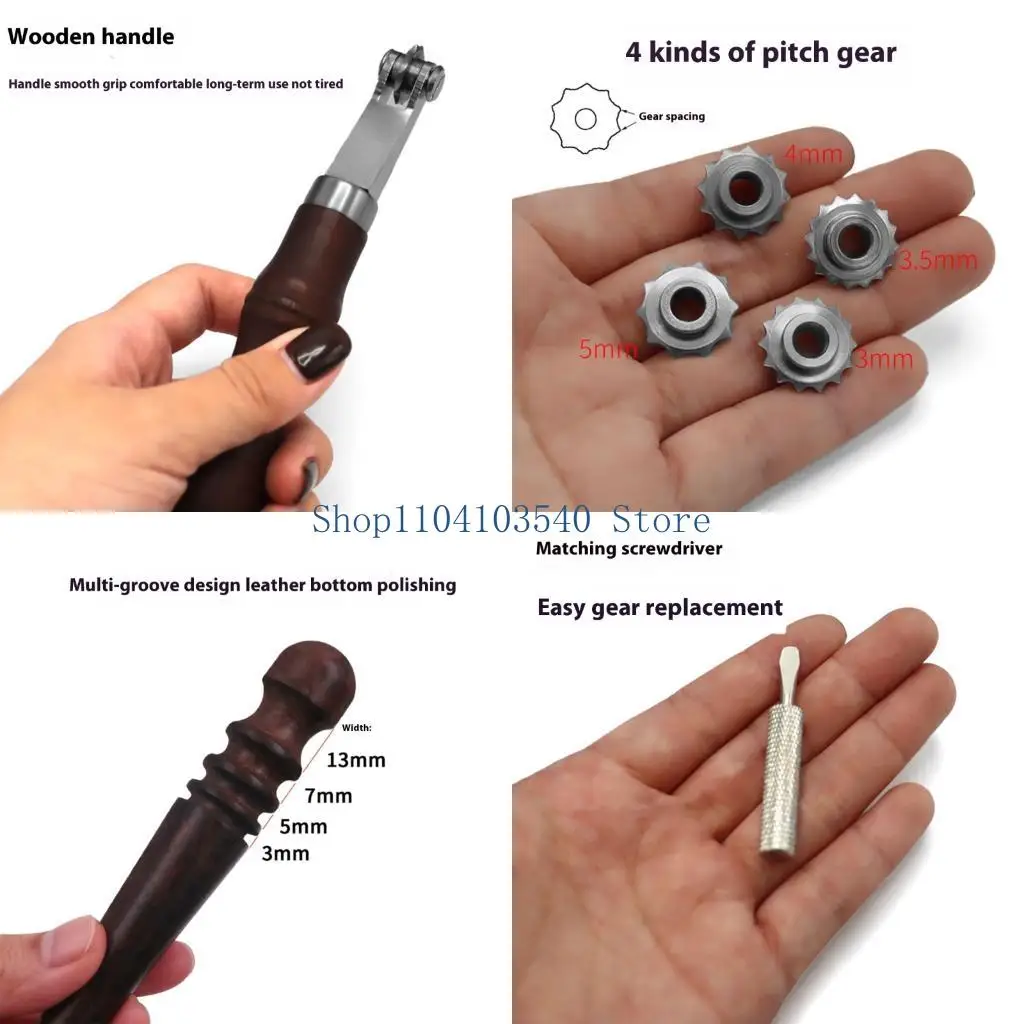 

02DC Ручной швейной инструменты с кожаным стеклом с 4 швейцами для ремесел для ремесел