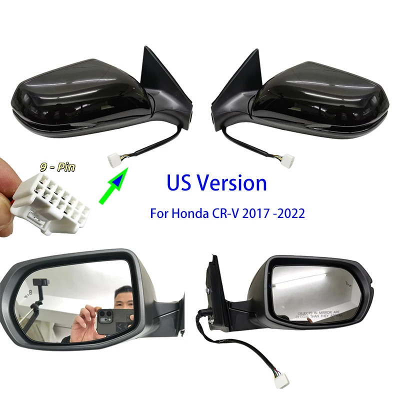 For Honda CR-V CRV 2017 -2022  American version  reversing mirror 9-pin Manual Fold with Blind Spot assembly