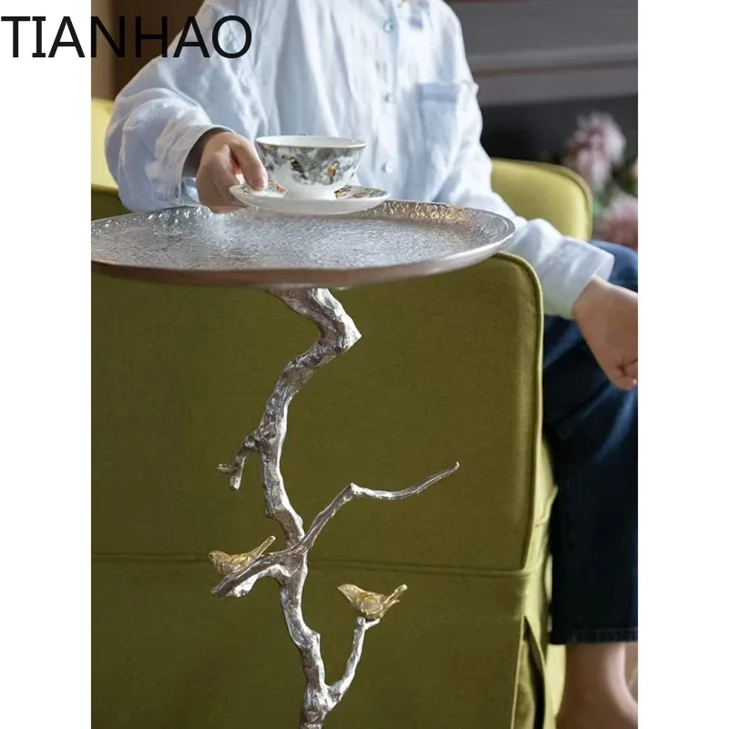 India Imported Canary Terrace Integrated Cast Imitation Wood Branches Small Coffee Table Side Table with Minimal Corners and