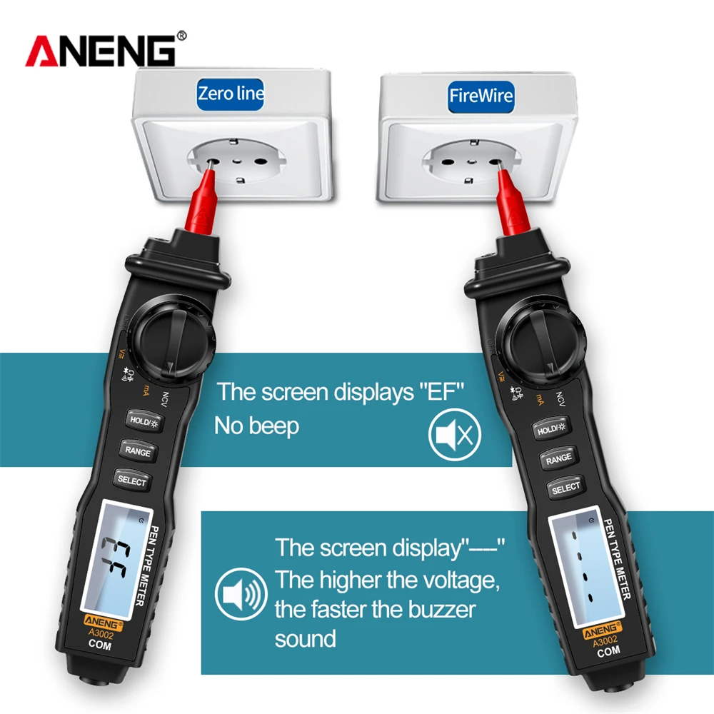 ANENG A3002 Digital  Pen Type  Multimeter 4000 Counts with Non Contact AC/DC Voltage Resistance Diode Continuity Tester Tool