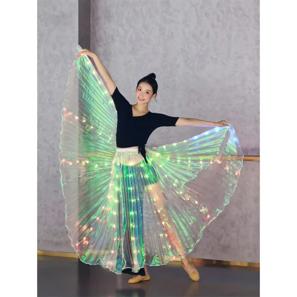 กระโปรง LED Belly Dance สําหรับผู้ใหญ่, อุปกรณ์ประกอบฉาก, เปลี่ยนสีชุดเต้นรํา, เครื่องแต่งกายบนเวทีปาร์ตี้, อุปกรณ์เสริมการแสดง