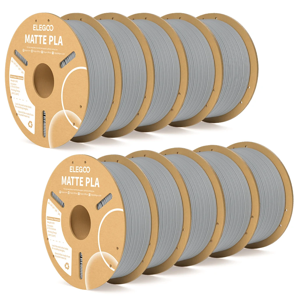 ELEGOO Mat PLA-filament 1KG, 1,75 mm FDM 3D-printerfilament Dimensionale nauwkeurigheid +/- 0,02 mm, 1 kg kartonnen spoel (2,2 lbs)