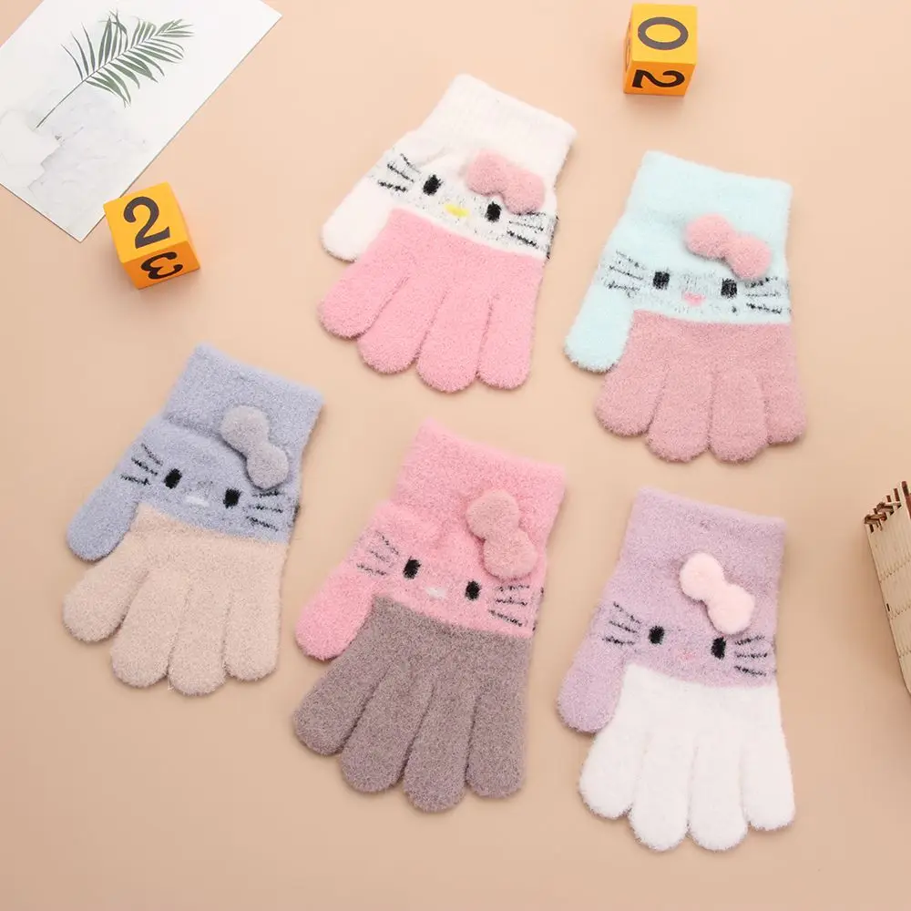 Gants en laine de lapin pour enfants, gants complets, mitaines chaudes, garçons et filles, enfants de 3 à 10 ans, hiver, 1 paire