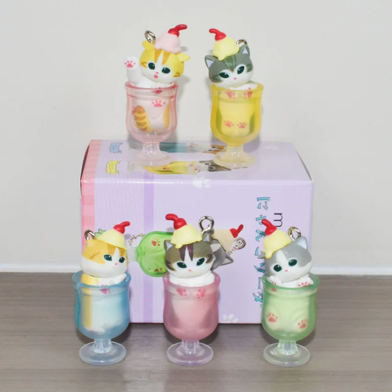 

Mufosand Ice Cream Cat Blind Box 5pc Kawaii Dessert Keychain Set Cute Anime Figure Collectible Pendant Kid Toys Surprise gift