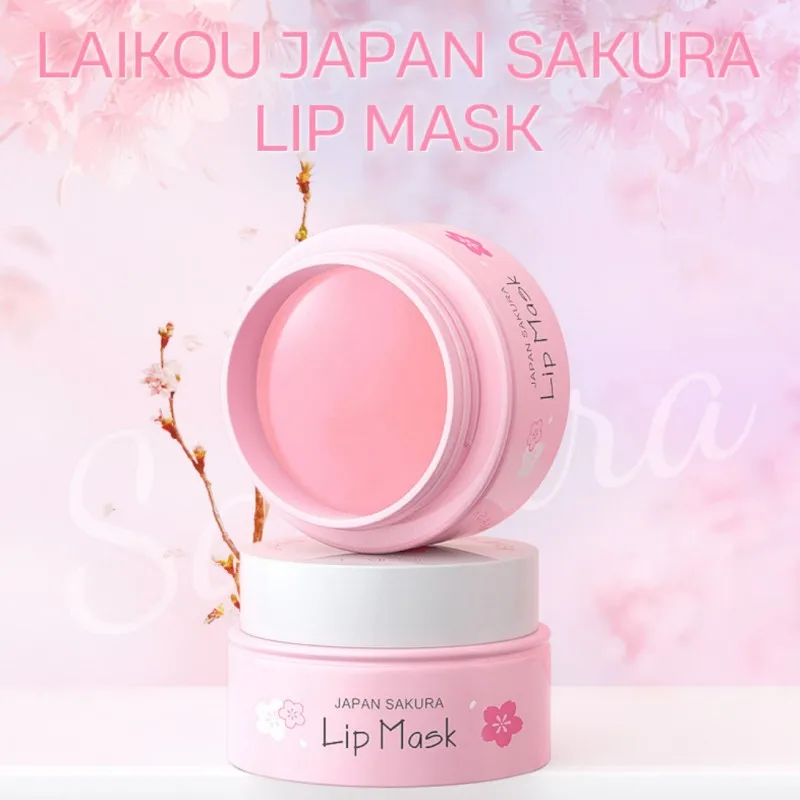 

LAIKOU Cherry Blossom Lip Serum Mask Dry Crack Peeling Repair Reduce Lip Fine Lines Essence Moisturizing Sakura Beauty Care 8g