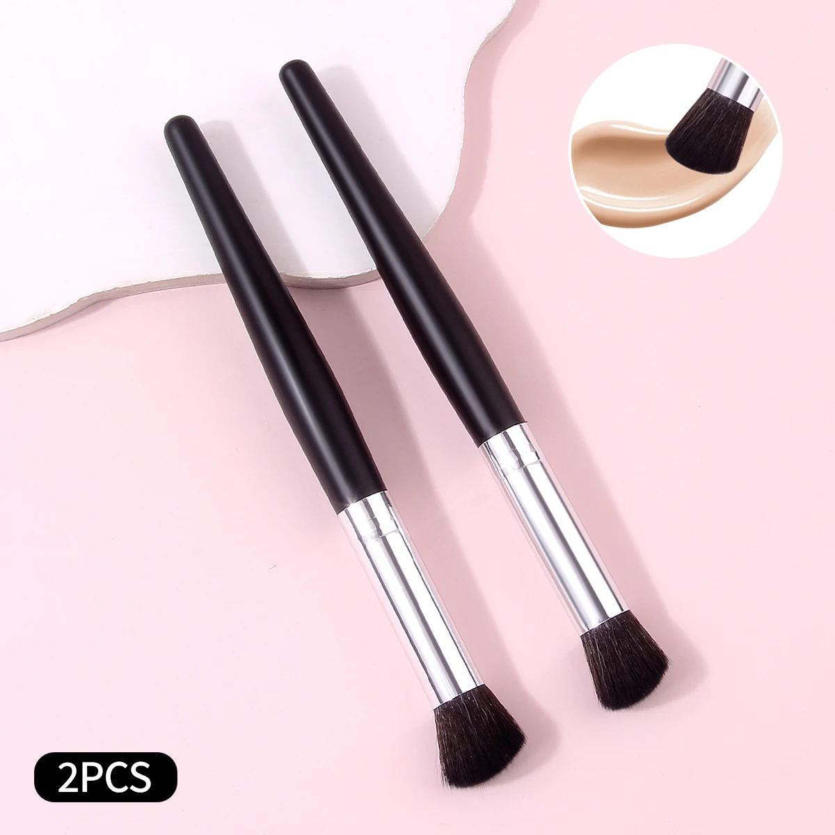 2 pinceles para corrector, para ojeras, surcos lacrimales, pincel corrector de precisión, pincel corrector de cabeza plana