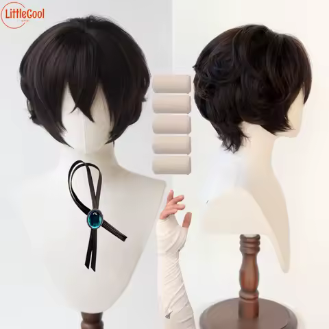 Really High Quality Dazai Osamu Cosplay Wig Bungo Stray Cosplay Short Dark Brown Heat Resistant Hair Anime Wigs + Wig Ca