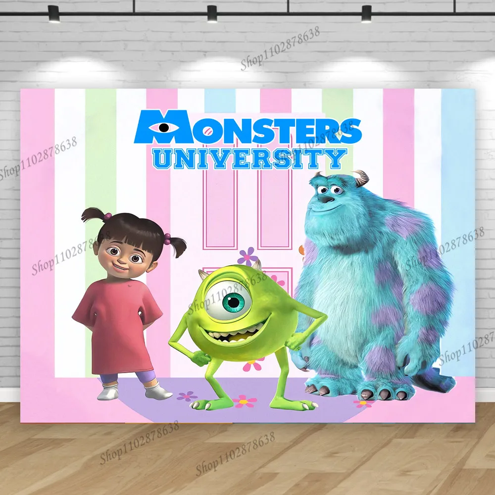 Monsters Inc Boo Backdrop Baby Birthday Party Girl First Background Mike Wazowski Pink Cake Baby Shower Banner Decortions Poster