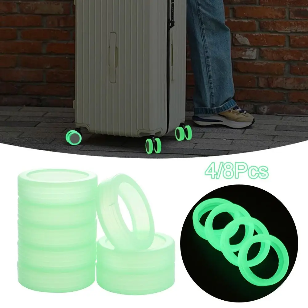 4/8Pcs Silicone Luminous Luggage Wheels Protector Luggage Accessories Noise Wheels Guard Cover Luggage Caster shoes Luminous