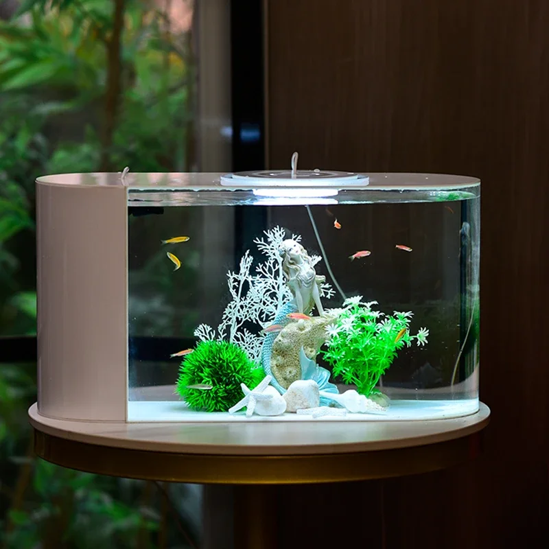 

Self-circulating side filter fish tank living room small desktop ecological household no-change goldfish tank lazy aquarium