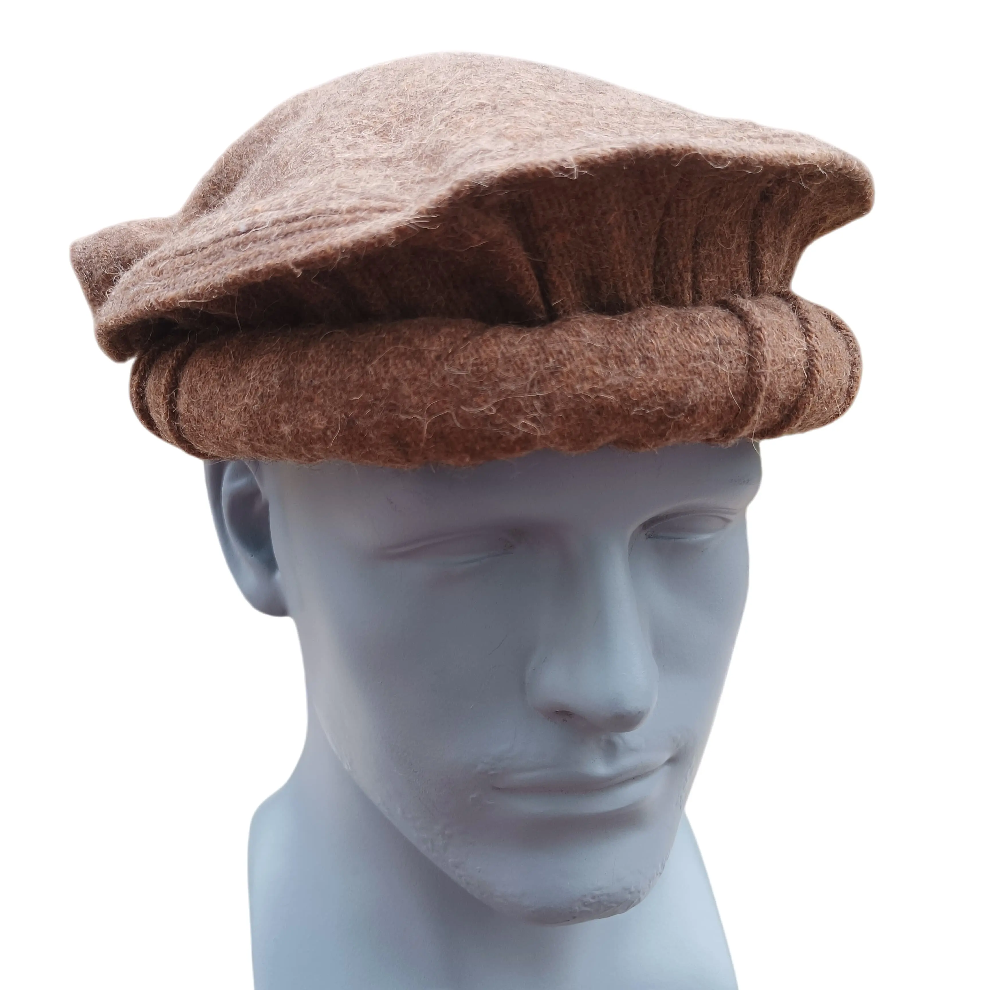 Afghan Pakol Hat Men Handmade Wool Warm Winter Cap Outdoor Hiking Trekking Beanie Chitrali Soft Round Top Adjustable Afghan Cap