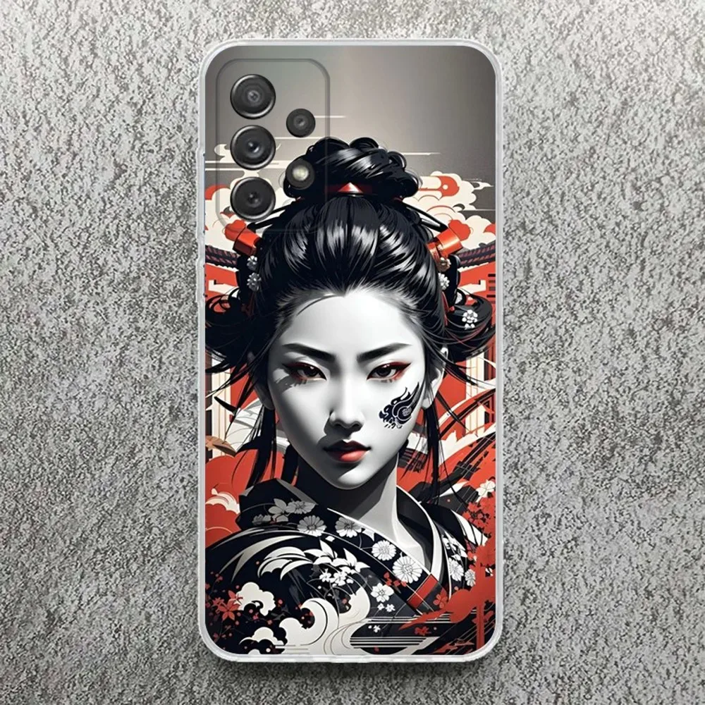 Samurai Warrior Geisha Phone Case For Samsung,Galaxy,S20,S21,S22,S23,Fe,Lite,Plus,Ultra Note Shell