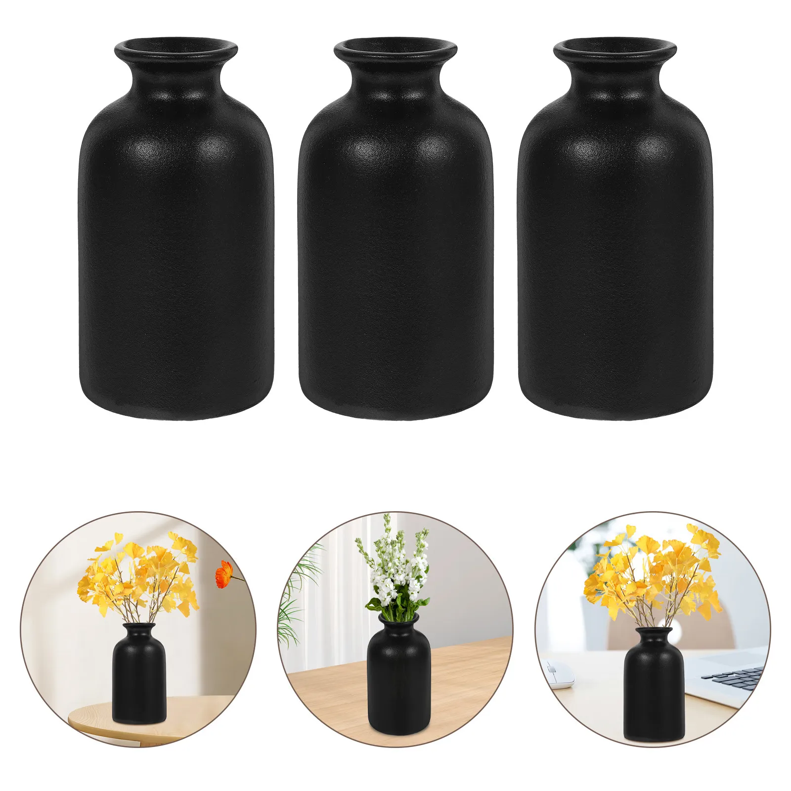 6Pcs Small Ceramic Flower Pot Set Simple Elegant Planter Pot for Home Office Desk Decor Indoor Plants Bonsai Succulent Flower