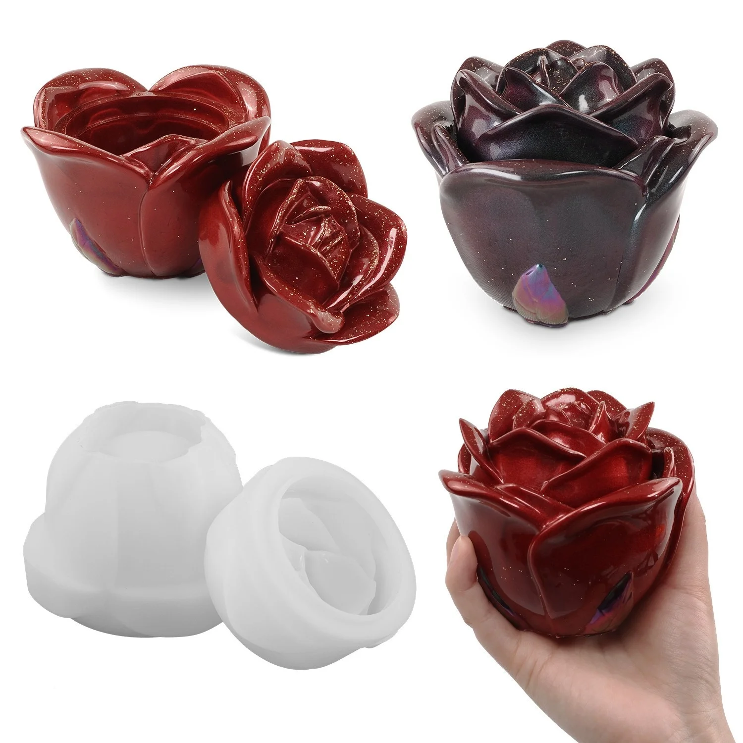 Rose siliconen mal Diy Rose Jar Organizer hars mal voor huisdecoratie opslag