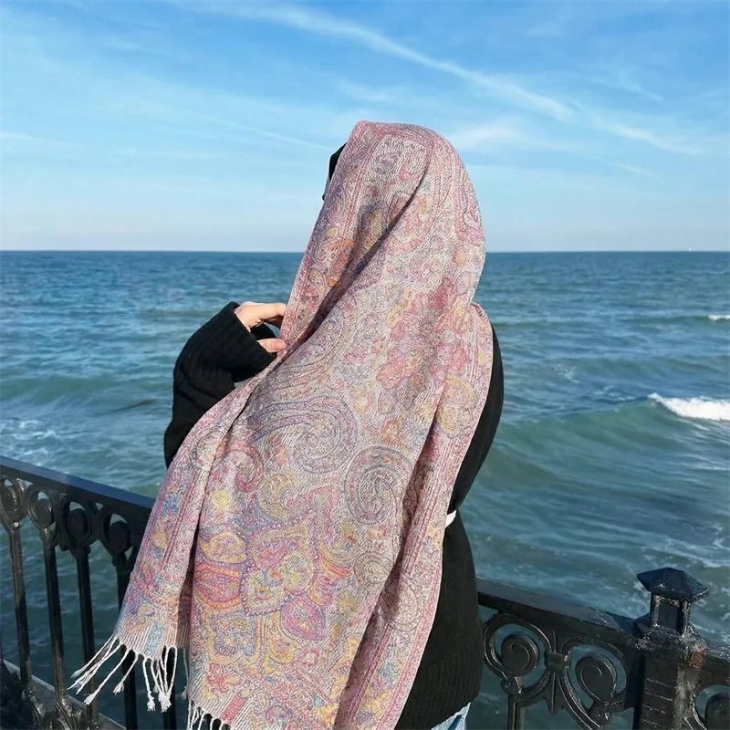 

Women Paisley Scarf Cashmere Feeling Pashmina Shawls Tassel Hijab Head Wraps Femme Winter Scarves Foulard Bufanda 2026