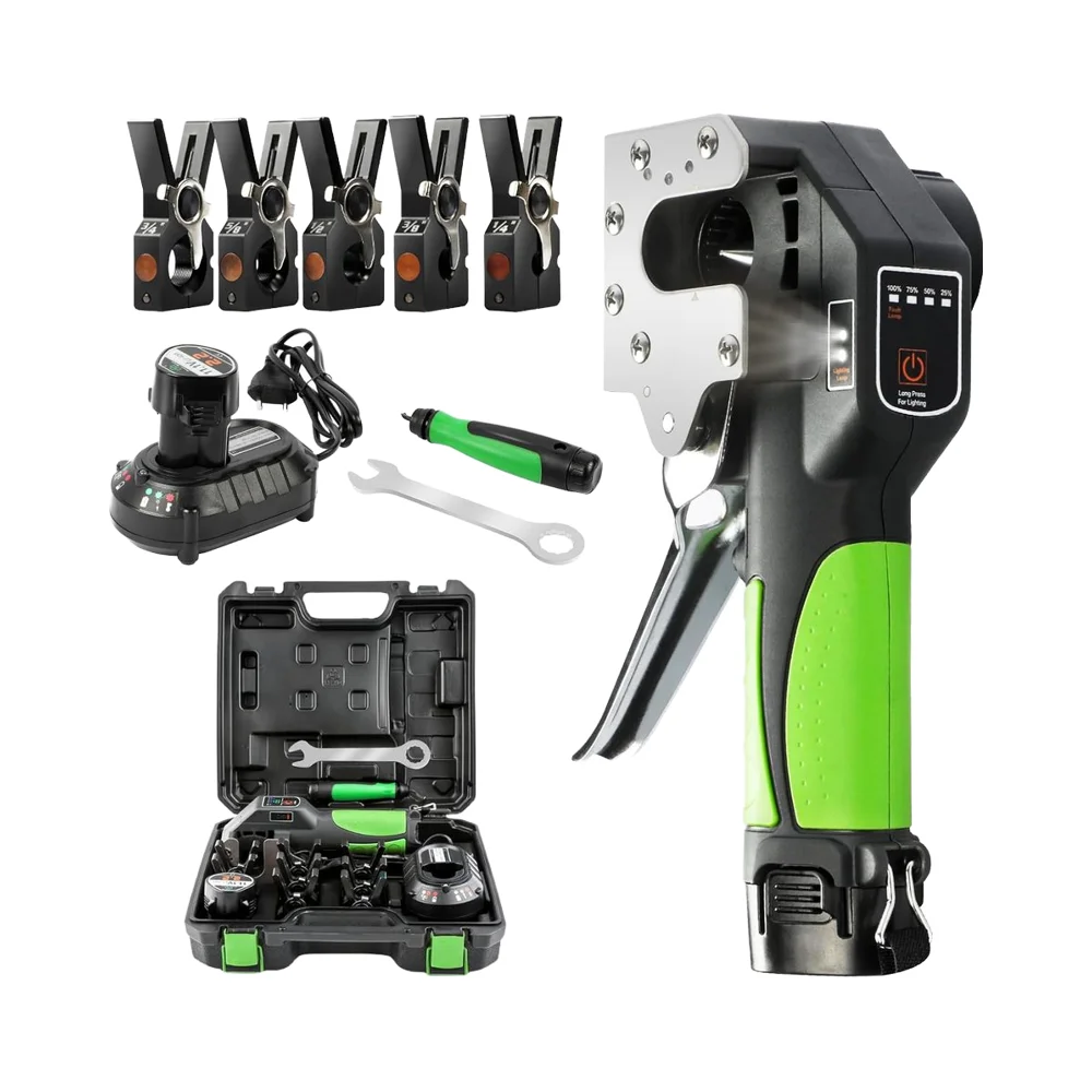 

2200 MAh Electric Flaring Tool Kit 3/4" Copper HAVC Flare Gauge 8 Sizes Clamps 45° Eccentric Type Flare Hand Tools