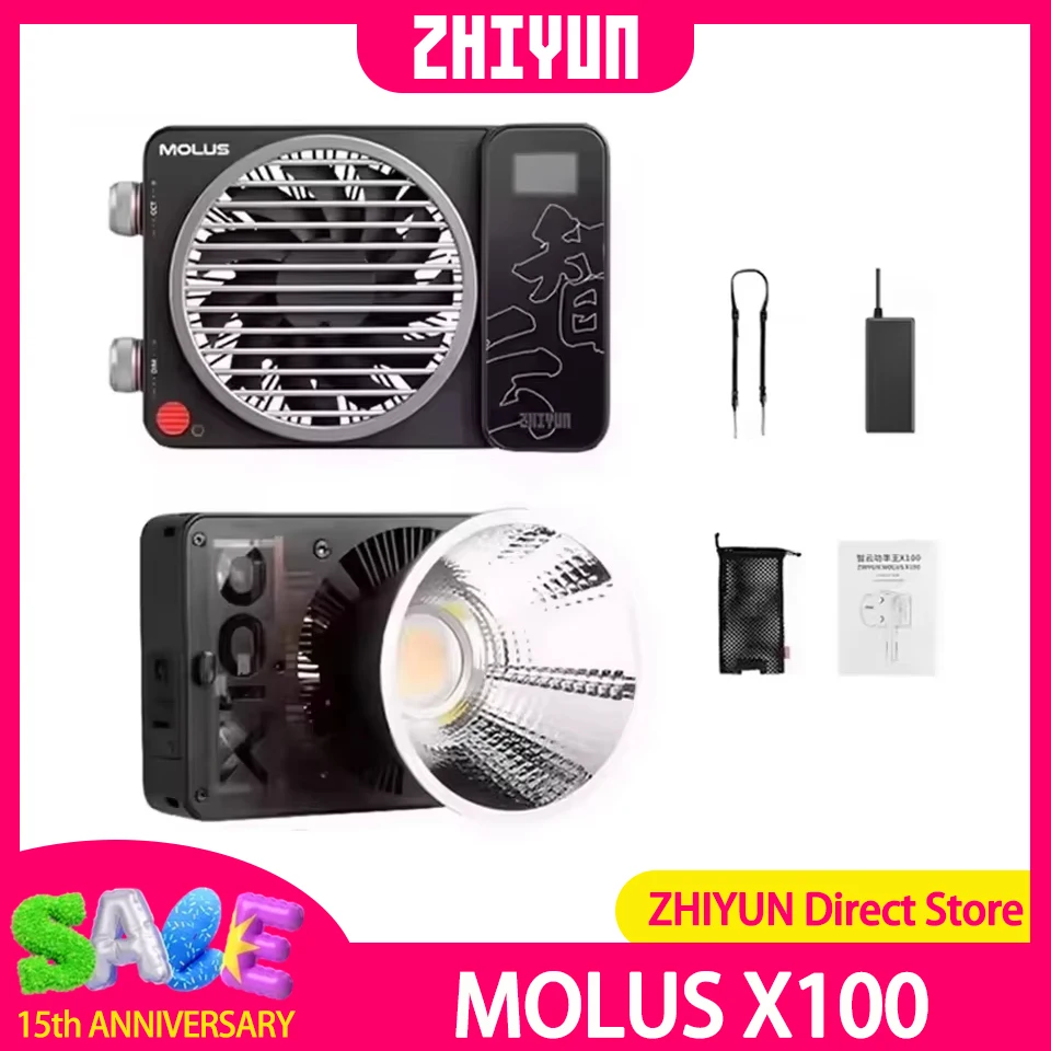 ZHIYUN MOLUS X100 100 Вт COB светильник для фотосъемки профессиональная фотография портативный карманный светильник для видео съемки в реальном времени на открытом воздухе